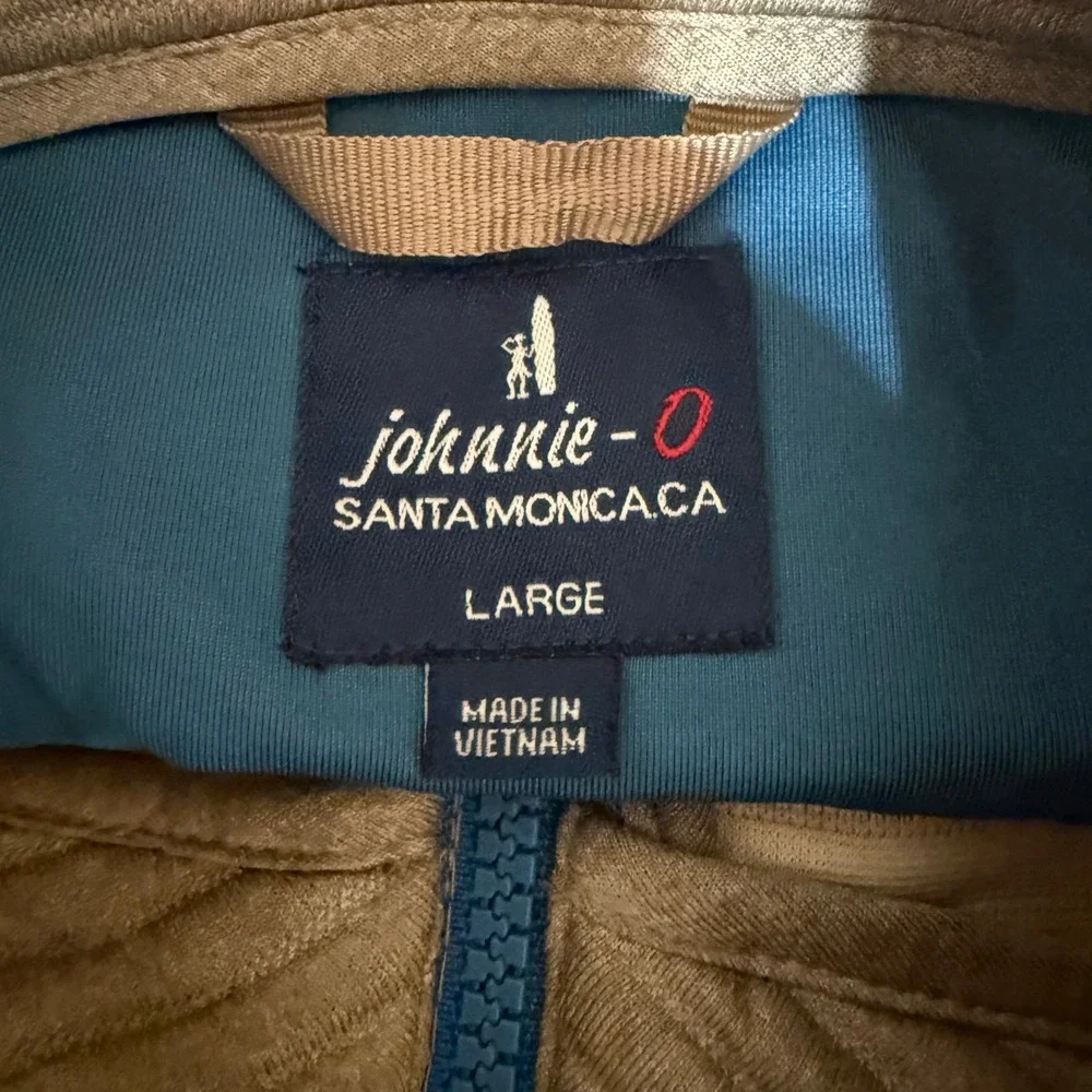 Johnnie O Notch Vest Mens Large Birch Beige Gray Full Zip Ribbed JMVT1630